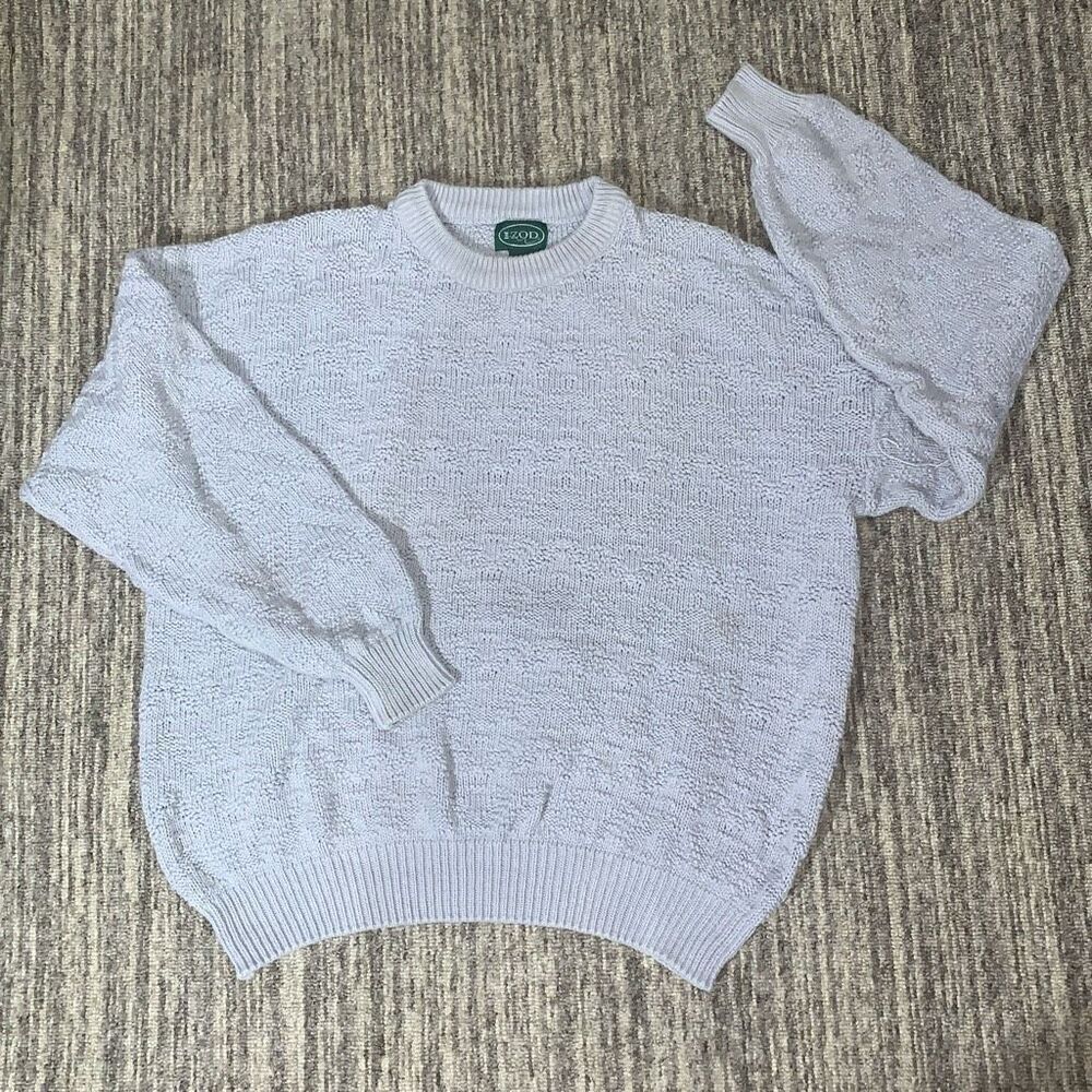 VTG Izod Womens Large Pullover Knit Sweater Light Blue Long Sleeve‎ Crewneck USA